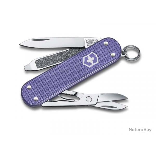 BEL1076 COUTEAU SUISSE VICTORINOX CLASSIC SD ELECTRIC LAVENDER ALOX 5 FONCTIONS NEUF