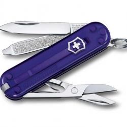 BEL1077 COUTEAU SUISSE VICTORINOX CLASSIC SD PERSIAN INDIGO TRANSLUCIDE 7 FONCTIONS NEUF