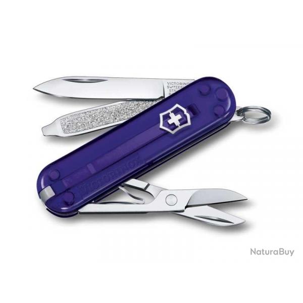 BEL1077 COUTEAU SUISSE VICTORINOX CLASSIC SD PERSIAN INDIGO TRANSLUCIDE 7 FONCTIONS NEUF