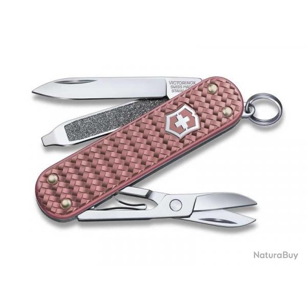 BEL1103 COUTEAU SUISSE VICTORINOX CLASSIC SD PRECIOUS ALOX GENTLE ROSE 5 FONCTIONS NEUF