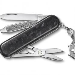 BEL1107 COUTEAU SUISSE VICTORINOX CLASSIC SD BRILLANT  FIBRE DE CARBONE 5 FONCTIONS NEUF