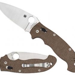 Couteau Spyderco Manix 2 XL Brown Manche Micarta Lame Acier CPM-CruWear Crossbar USA SC95MPCW2