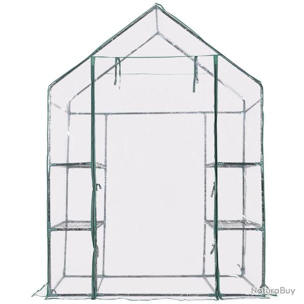 Mini serre de jardin serre à potager tente pour plantes en PVC cadre en fer 3 étages transparent 14