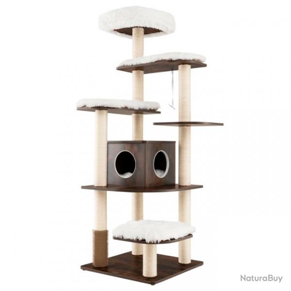 Arbre  chat avec plateformes et colonnes en sisal griffoir pour chat gant de hauteur 175 cm brun