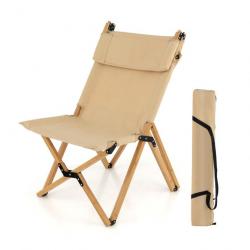 Chaise de camping pliante en bambou charge 150kg avec dossier ajustable 48/60cm en toile légère sac