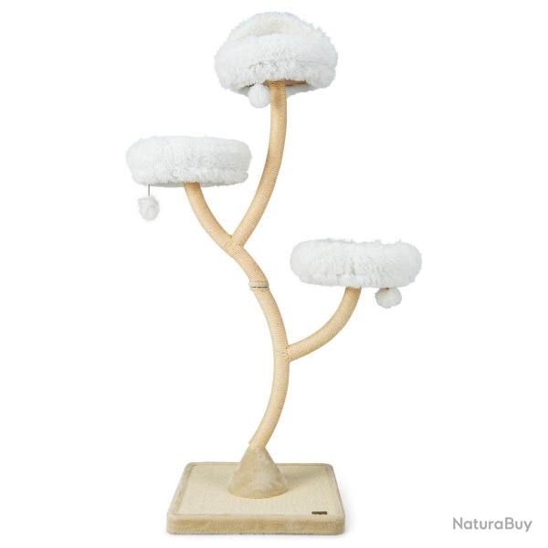 Arbre  chat 178 cm avec cadre en mtal incurv tour  chat avec 3 balles suspendues 3 perchoirs gr