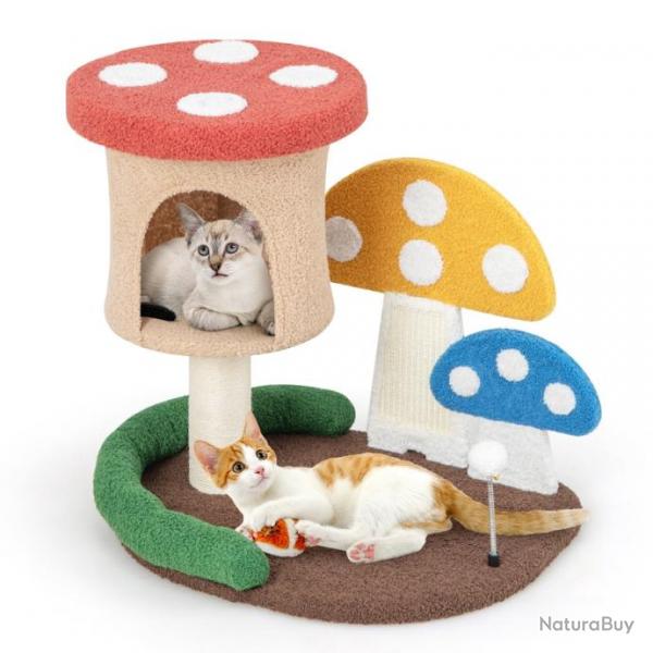 Arbre  chat 59 cm en forme de champignon boule  ressort condo poteau griffoir centre d'activits