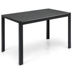 Table de jardin rectangulaire de 200 cm pour 6 personnes table en rotin cadre en métal robuste tabl