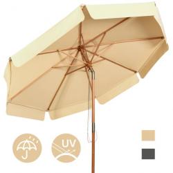 Parasol inclinable diamètre 300cm avec manivelle anti-uv protection solaire toile polyester impermé