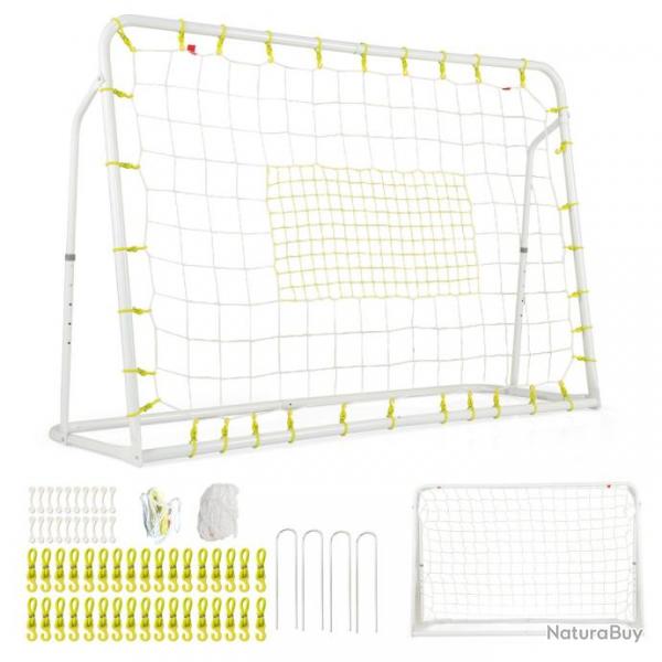 But de football exterieur 2 en 1  187 x 122,5 cm cage de foot avec filet de rebond angle rglable