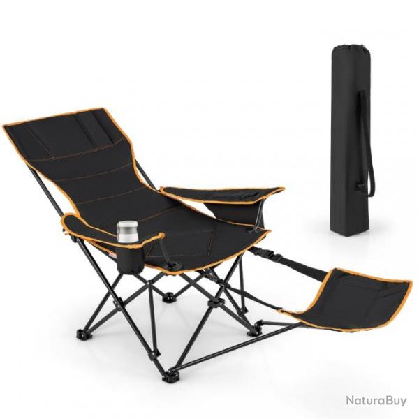 Chaise de camping pliante portable chaise de pche inclinable 2-en-1 avec repose-pieds amovible dos