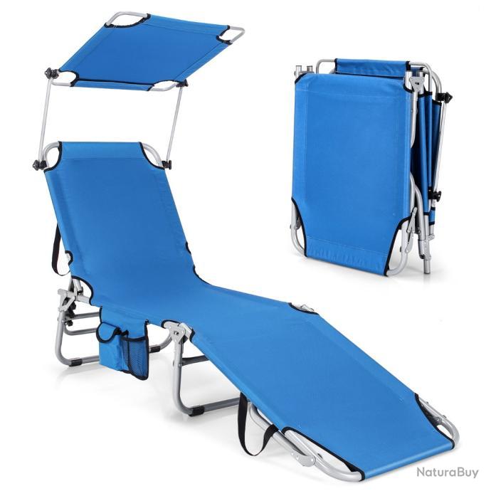 Fauteuil Zéro Gravité ATORPOK Avec Auvent - Inclinable, Pliable, Rembourré, Avec Porte-gobelets Pour Piscine, Jardin, Plage