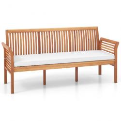 Banc de terrasse en bois 3 places banc en acacia de 159 cm de long avec coussins d'assise doux doss