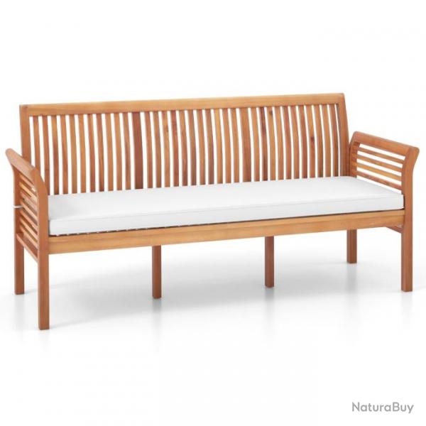 Banc de terrasse en bois 3 places banc en acacia de 159 cm de long avec coussins d'assise doux doss