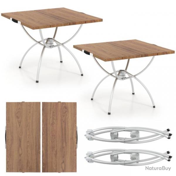 Lot de 2 tables de camping pliantes avec cadre en aluminium table de pique-nique extensible portabl