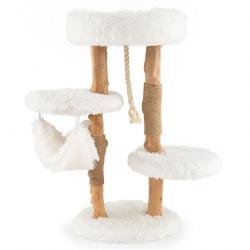 Arbre à chat en bois 87 cm avec hamac plusieurs plateformes tour à chat avec coussin moelleux corde