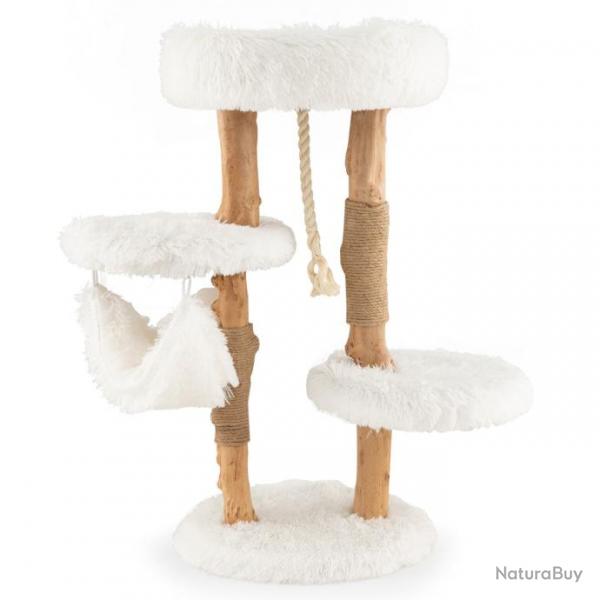 Arbre  chat en bois 87 cm avec hamac plusieurs plateformes tour  chat avec coussin moelleux corde