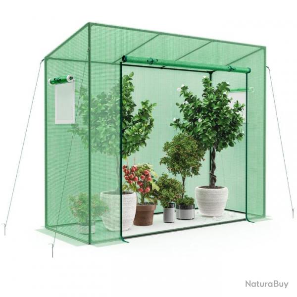 Serre de jardin avec housse mini & cadre en mtal porte  fermeture eclair enroulable fentres  mo