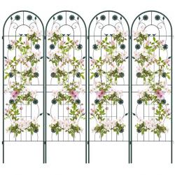 Lot de 4 treillis de jardin en métal 180 x 50 cm clôture décorative pour plante grimpante grille fl