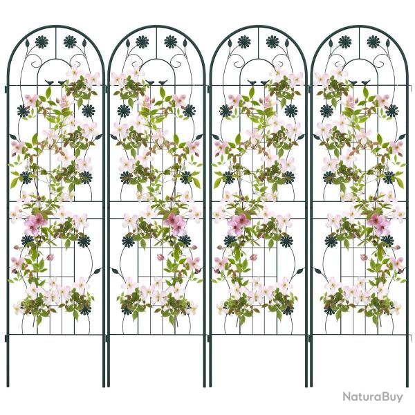 Lot de 4 treillis de jardin en mtal 180 x 50 cm clture dcorative pour plante grimpante grille fl