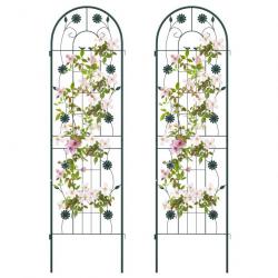 Lot de 2 treillis de jardin en métal 220 x 50cm clôture décorative pour plante grimpante grille fle