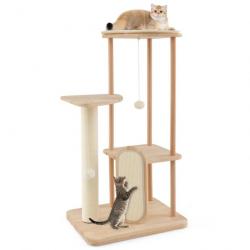 Arbre à chat en bois pour chats tour à chat moderne à plusieurs niveaux planche à gratter poteau en