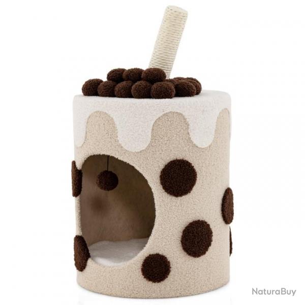 Tour d'arbre  chat bubble tea condo griffoir en sisal jouet boule pendante pour chats d'intrieur