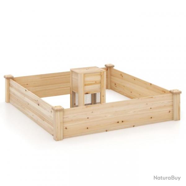 Carr potager en bois de sapin 124 x 124 x 25,5 cm bac  compost base ouverte peinture diy fruits f