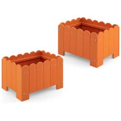 Lot de 2 jardinière rectangulaires en HDPE résistant aux intempéries lit de jardin surélevé avec tr