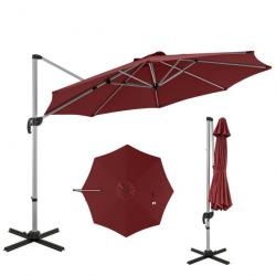 Parasol extérieur de 33 cm parasol rond en porte-a-faux avec rotation à 360° inclinaison réglable p