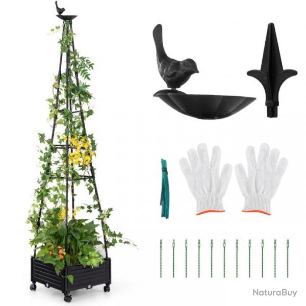 Jardinire surleve  roulettes avec treillis lit de jardin avec auto-drainage oiseaux et flches