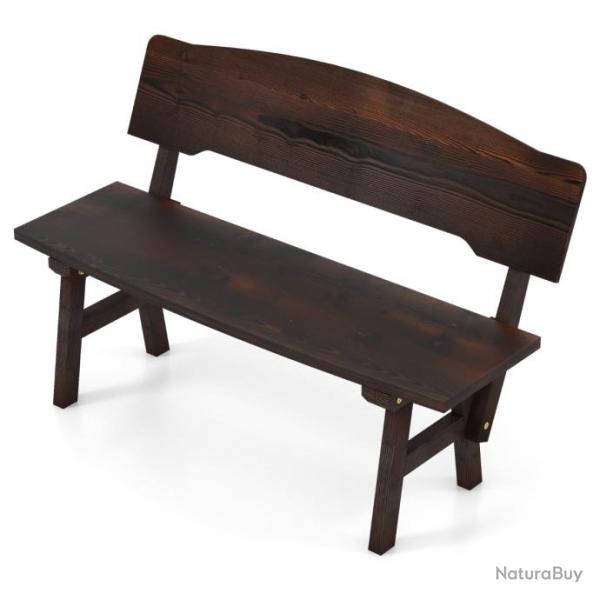 Banc de jardin en bois d'pica 2 places dossier inclin charge 325 kg banquette d'extrieur carbon