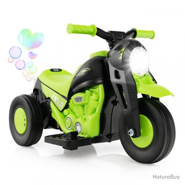 Moto lectrique 6 V pour enfants avec 3 roues scooter avec crateur de bulles klaxon musique et lum