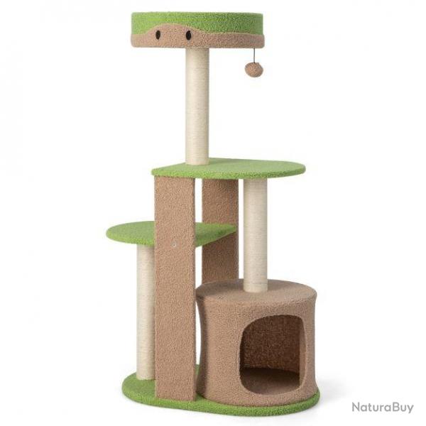 Arbre  chat 5 niveaux de 111 cm avec griffoirs en sisal et niche tour  chat multicouche avec boul