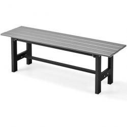 Banc de jardin HDPE pour 2 personnes charge 300 kg banquette extérieur avec cadre en métal et couvr