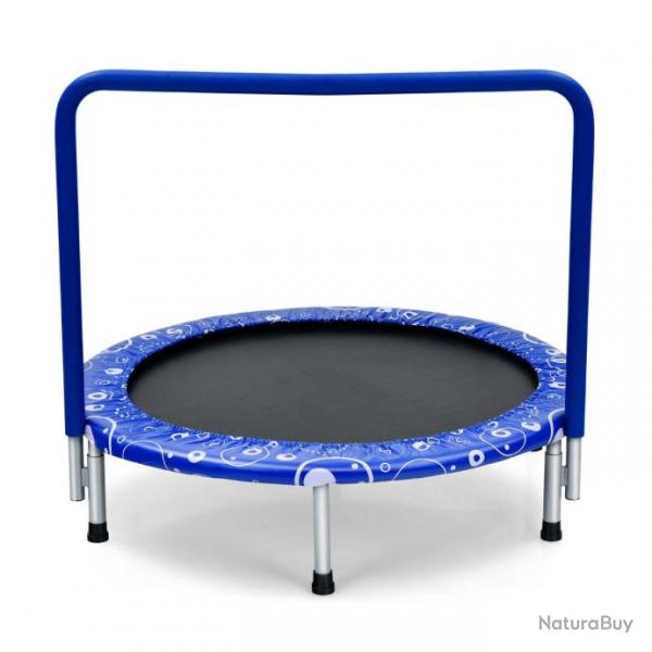 Trampoline enfants pliable diamtre 92 cm avec housse de scurit matelasse et poigne recouverte