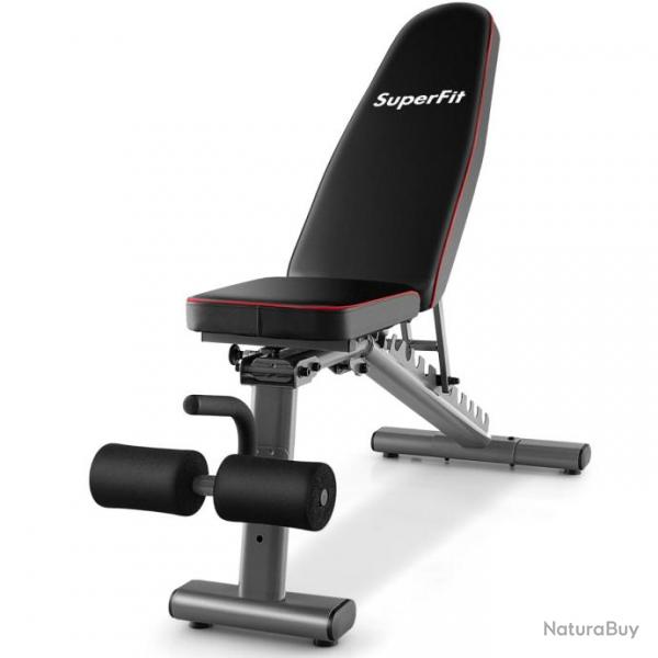 Banc de musculation rglable banc de fitness robuste 300 k, 2 roues de transport banc d'entranemen