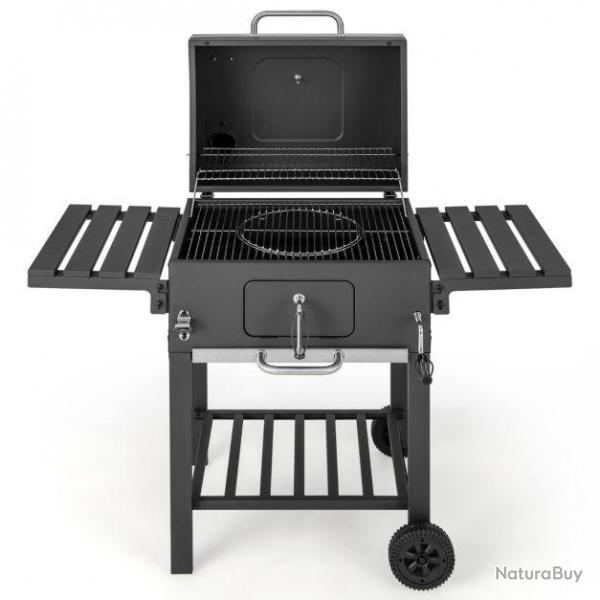 Barbecue  charbon de bois extrieur gril au charbon de bois portable avec 2 tables d'appoint pliab