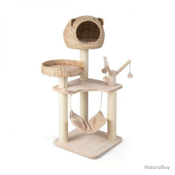 Arbre  chat 121 cm  5 niveaux avec boules et hamac suspendues centre d'activits pour chats avec