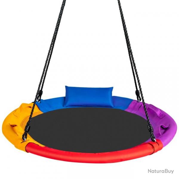 Balanoire nid d'oiseau ronde diamtre 100cm pour enfants avec oreiller et poigne hauteur rglable