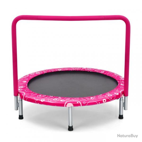 Trampoline enfants pliable diamtre 92 cm avec housse de scurit matelasse et poigne recouverte