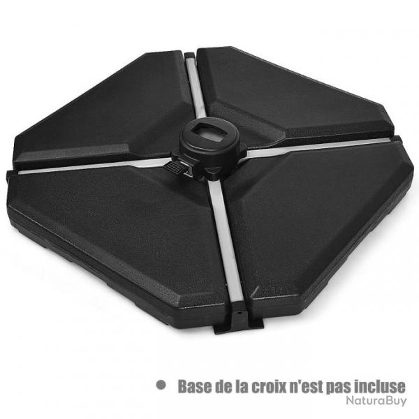 Base de parasol lourd 4 plaques 83 x 83 cm remplie d'eau ou de sable 70 kg avec trous de remplissag