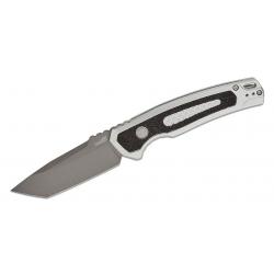 Couteau Kershaw Auto Launch 16 Tanto Lame Acier CPM-M4 Manche Raw Aluminum Button Lock USA KS7105RAW