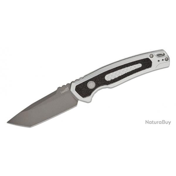 Couteau Kershaw Auto Launch 16 Tanto Lame Acier CPM-M4 Manche Raw Aluminum Button Lock USA KS7105RAW