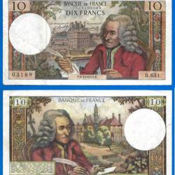 France 10 Francs 1970 5 Nomvembre Billet Voltaire Franc