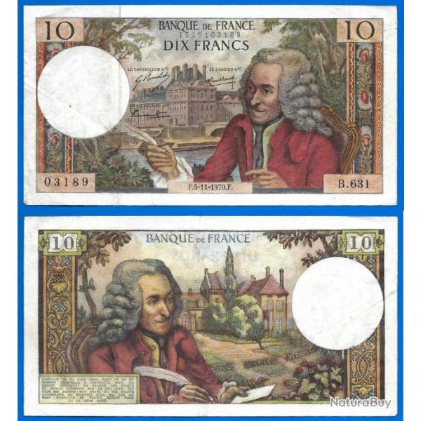 France 10 Francs 1970 5 Nomvembre Billet Voltaire Franc