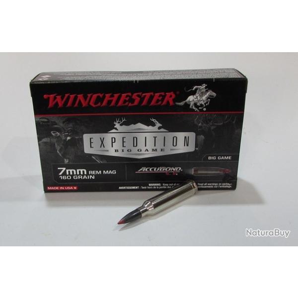 1 boite neuve de 20 cartouches calibre 7mm Remington Magnum, Winchester Accubond 160 grs