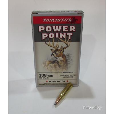 1 boite de 20 cartouches, cal 308 winchester , Power point 150 grains ...