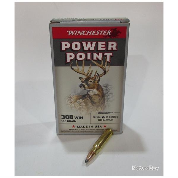 1 boite de 20 cartouches, cal 308 winchester , Power point 150 grains