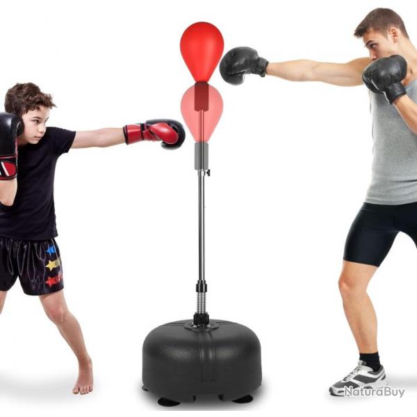 Punching Ball sur Pied Enfant Sac de Frappe Boxe avec Base  6 Ventouses Hauteur Rglable 135-155 cm